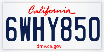 CA license plate 6WHY850