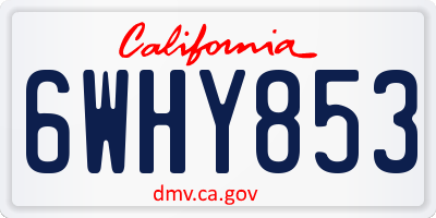 CA license plate 6WHY853