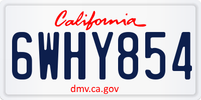 CA license plate 6WHY854