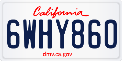 CA license plate 6WHY860