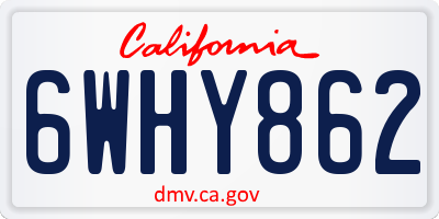 CA license plate 6WHY862