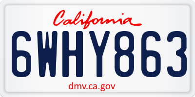 CA license plate 6WHY863