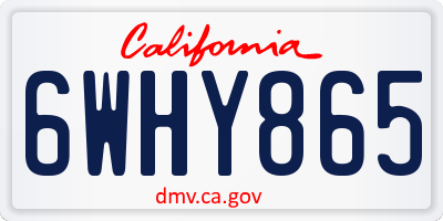 CA license plate 6WHY865