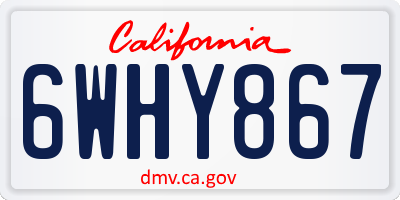 CA license plate 6WHY867