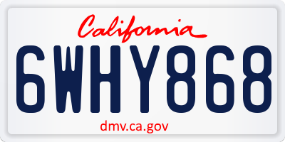 CA license plate 6WHY868