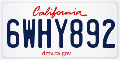 CA license plate 6WHY892