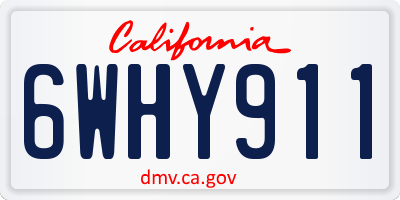 CA license plate 6WHY911