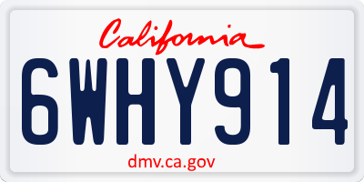 CA license plate 6WHY914
