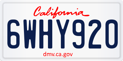 CA license plate 6WHY920