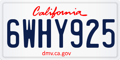 CA license plate 6WHY925