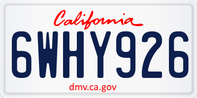 CA license plate 6WHY926