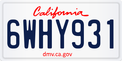 CA license plate 6WHY931
