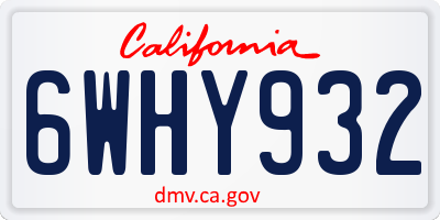 CA license plate 6WHY932