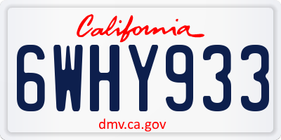 CA license plate 6WHY933