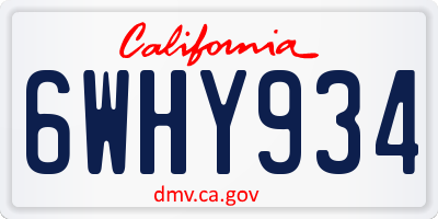 CA license plate 6WHY934