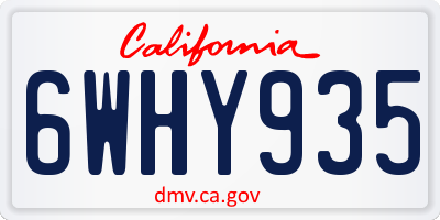 CA license plate 6WHY935
