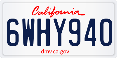 CA license plate 6WHY940