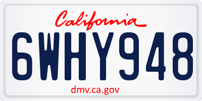 CA license plate 6WHY948