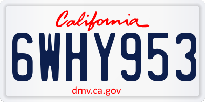 CA license plate 6WHY953