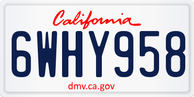 CA license plate 6WHY958