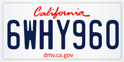 CA license plate 6WHY960
