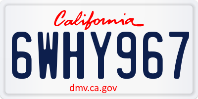 CA license plate 6WHY967