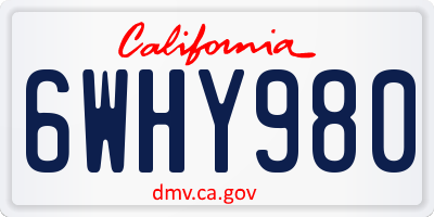 CA license plate 6WHY980