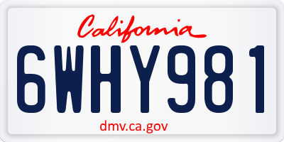 CA license plate 6WHY981