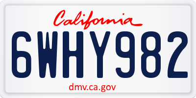CA license plate 6WHY982