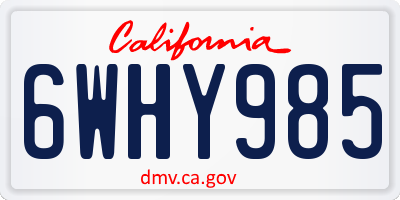 CA license plate 6WHY985