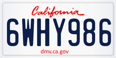 CA license plate 6WHY986