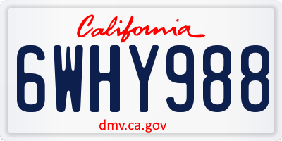 CA license plate 6WHY988
