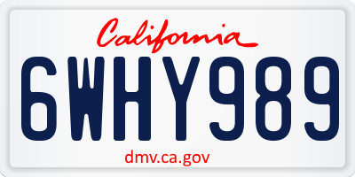 CA license plate 6WHY989