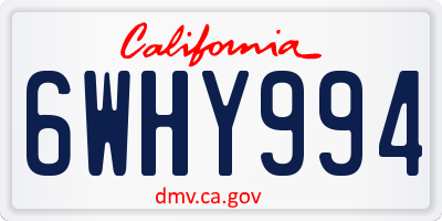 CA license plate 6WHY994