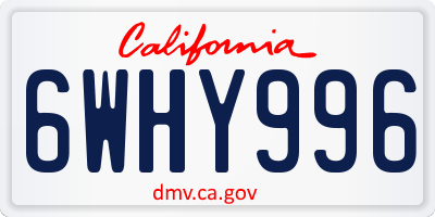 CA license plate 6WHY996