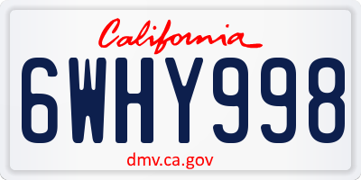 CA license plate 6WHY998