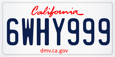 CA license plate 6WHY999