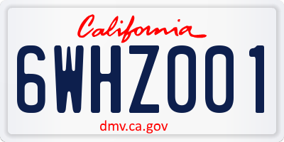 CA license plate 6WHZ001