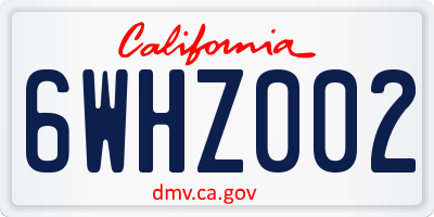 CA license plate 6WHZ002