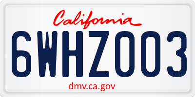 CA license plate 6WHZ003