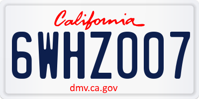 CA license plate 6WHZ007