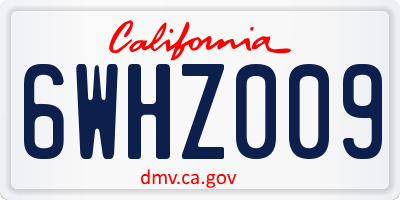 CA license plate 6WHZ009