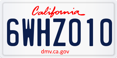 CA license plate 6WHZ010