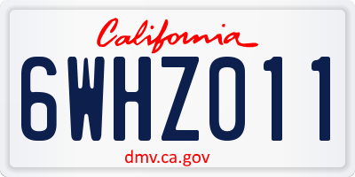 CA license plate 6WHZ011