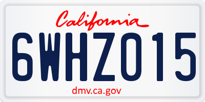 CA license plate 6WHZ015