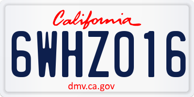 CA license plate 6WHZ016