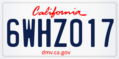 CA license plate 6WHZ017