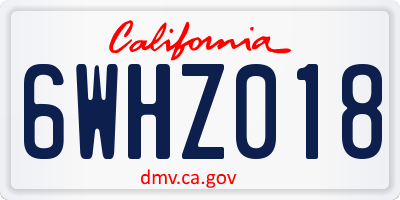 CA license plate 6WHZ018