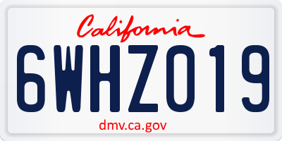 CA license plate 6WHZ019