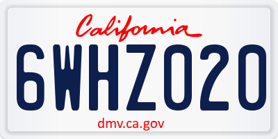 CA license plate 6WHZ020